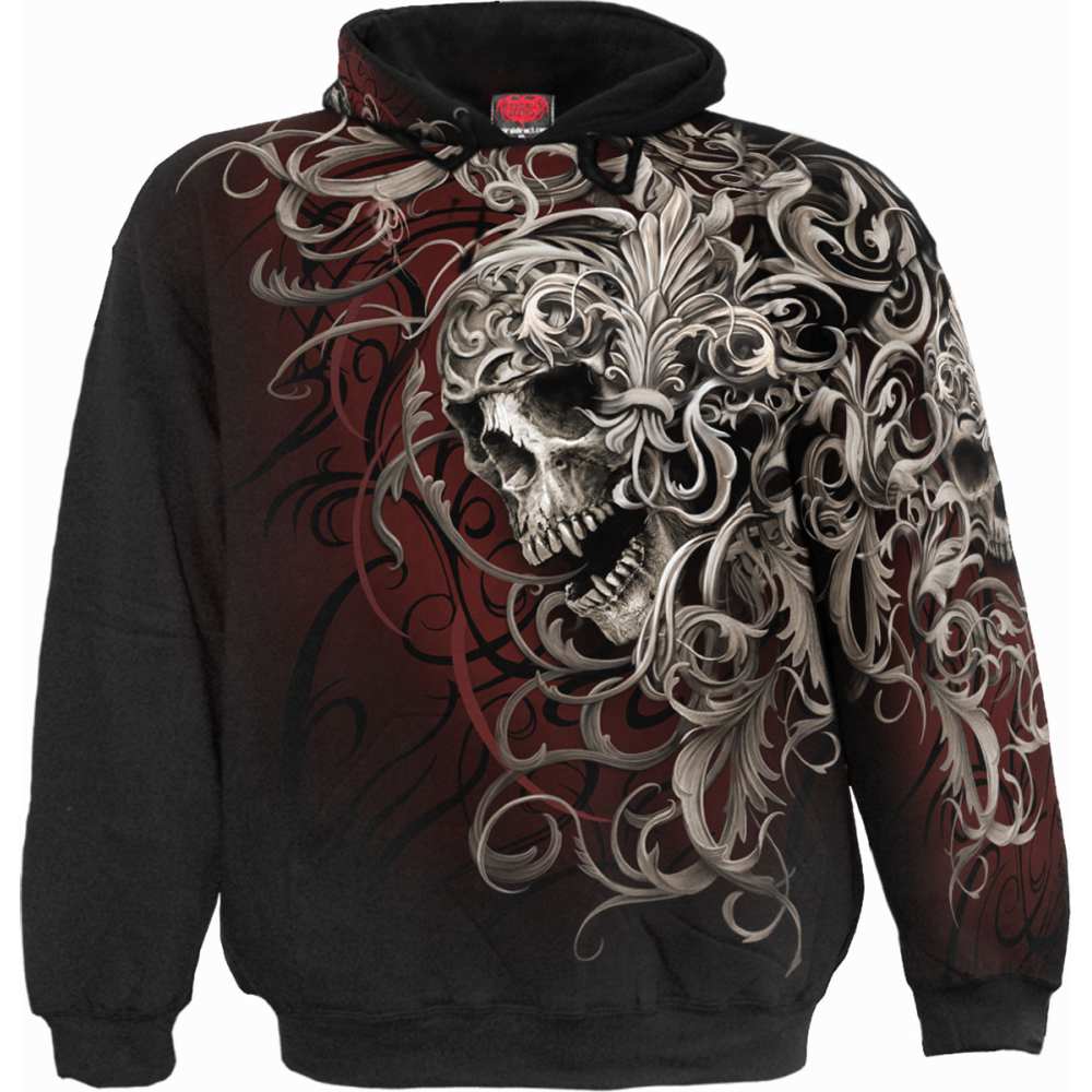 Spiral - SKULL SHOULDER WRAP Hoodie - Black
